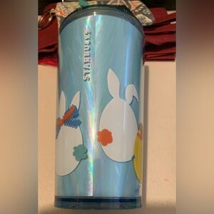 Starbucks Blue Tumbler with Bunny Design